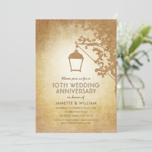 ヴィンテージランプ結婚10周年記念素朴秋 招待状 (スタンド正面)