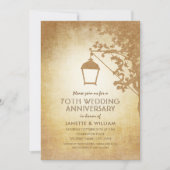 ヴィンテージランプ 70周年 結婚記念日 ラスティック オータム 招待状 (正面)