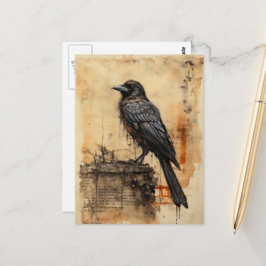 ヴィンテージラヴェンエドガーアランポー ポストカード (正面/裏面インサイチュ)