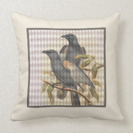 ヴィンテージラヴェンエフエマオンクリームハーレクインパターン クッション