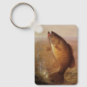 ヴィンテージラージムースブラウンバスフィッシュ、スポーツ魚釣り キーホルダー (正面)