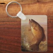 ヴィンテージラージムースブラウンバスフィッシュ、スポーツ魚釣り キーホルダー (正面)