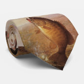 ヴィンテージラージムースブラウンバスフィッシュ、スポーツ魚釣り ネクタイ (ロール)