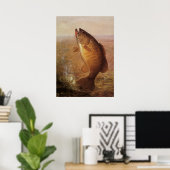 ヴィンテージラージムースブラウンバスフィッシュ、スポーツ魚釣り ポスター (ホームオフィス)