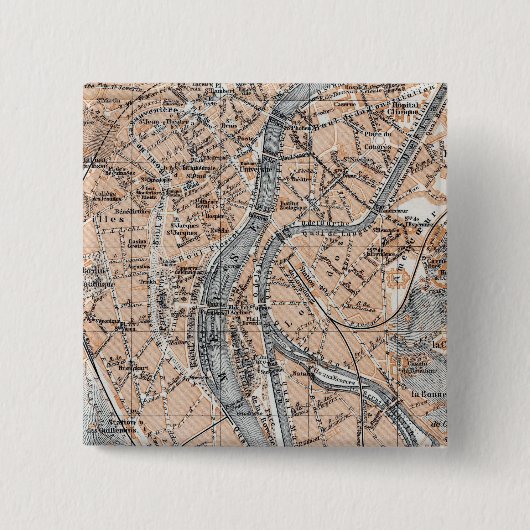 ヴィンテージリエージュの地図（1905年） 缶バッジ (正面)