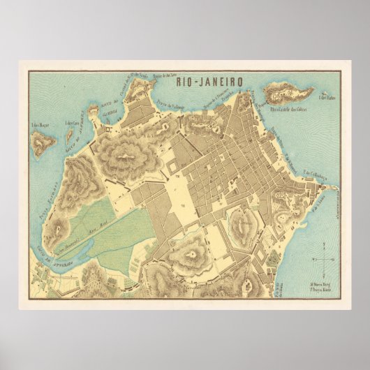ヴィンテージリオデジャネイロの地図（1858年） ポスター (正面)