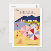 ヴィンテージリオデジャネイロブラジルコパカバーナビーチ ポストカード (正面/裏面)