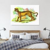 ヴィンテージリガーまたはライオンタイガー動物イラストレーション キャンバスプリント (インサイチュ (寝室))