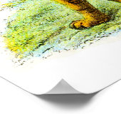 ヴィンテージリガーまたはライオンタイガー動物イラストレーション ポスター (角)