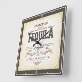 ヴィンテージリキュールラベルADD NAMEメキシカンテキーラバー スクエア壁時計 (傾斜)