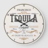 ヴィンテージリキュールラベルADD NAMEメキシカンテキーラバー ラージ壁時計 (正面)