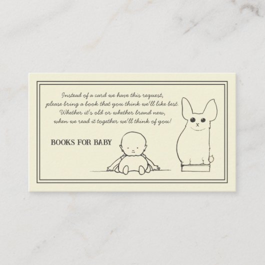 ヴィンテージリクエストベビーシャワー用書籍 エンクロージャーカード (正面)
