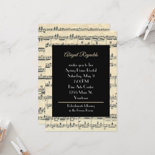 ヴィンテージリサイタル用楽譜 招待状 (正面/裏面インサイチュ)