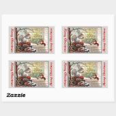 ヴィンテージリスとチップムンクのクリスマスステッカー 長方形シール (シート)