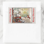 ヴィンテージリスとチップムンクのクリスマスステッカー 長方形シール (バッグ)