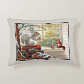 ヴィンテージリスとチップムンクのクリスマスピロー アクセントクッション (正面)