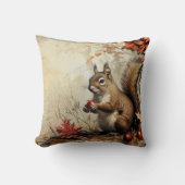 ヴィンテージリスと秋のドングリ クッション (正面)