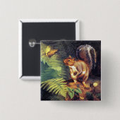 ヴィンテージリスと蝶のピン 缶バッジ (正面&裏面)