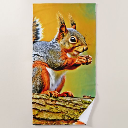 ヴィンテージリスの自然 ビーチタオル (正面)