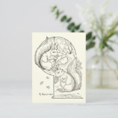 ヴィンテージリスイラストレーションスケッチはがき ポストカード (スタンド正面)