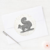 ヴィンテージリスイラストレーション- 1800年代リス ラウンドシール (封筒)