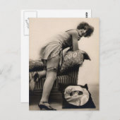 ヴィンテージリスクガールアートデコ1920年の写真 ポストカード (正面/裏面)