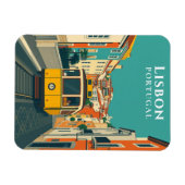 ヴィンテージリスボンイエロートラム乗り旅行お土産 マグネット (横)