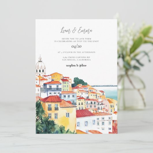 ヴィンテージリスボンウォーター結婚カラー 招待状 (スタンド正面)