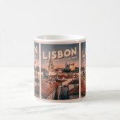 ヴィンテージリスボンスカイラインポルトガル旅行ギフト コーヒーマグカップ (中央)