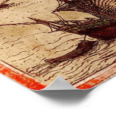 ヴィンテージリスボンポルトガルの絵図(1572) ポスター (角)