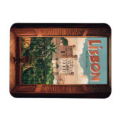 ヴィンテージリスボンポルトガル旅行、ウィンドウビューギフト マグネット (横)