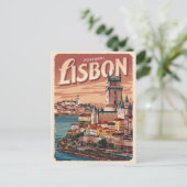 ヴィンテージリスボンポルトガル水城旅行の贈り物 ポストカード (スタンド正面)