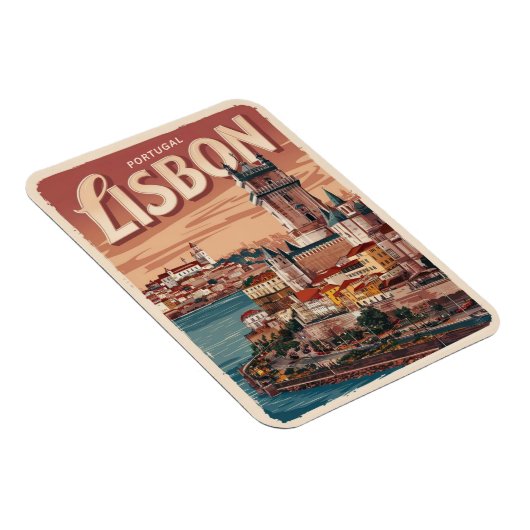 ヴィンテージリスボンポルトガル水城旅行の贈り物 マグネット (右側)