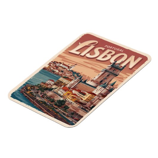ヴィンテージリスボンポルトガル水城旅行の贈り物 マグネット (左側)