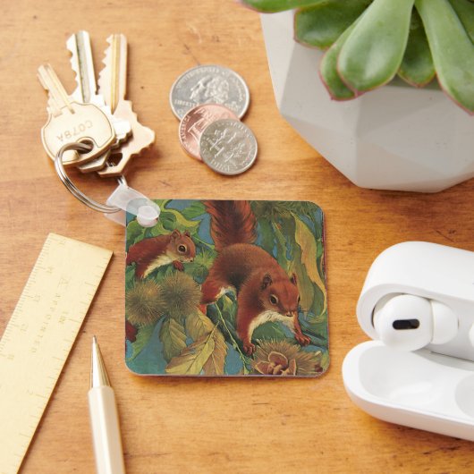 ヴィンテージリス、森林の生き物、野生動物 キーホルダー (デスク)