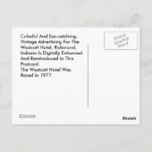 ヴィンテージリッチモンドインディアナウェストコットホテルレイズ1977 ポストカード (裏面)