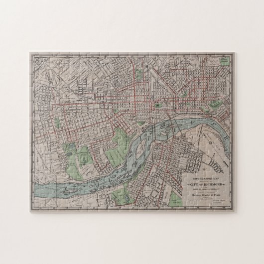 ヴィンテージリッチモンドVAの地図（1914年） ジグソーパズル (横)