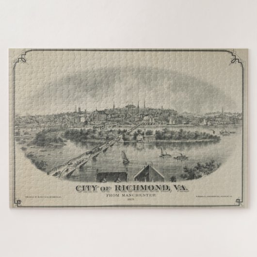 ヴィンテージリッチモンドVAの絵図(1876) ジグソーパズル (横)