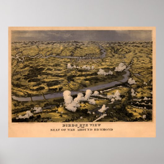 ヴィンテージリッチモンドVA南北戦争バトルフィールドマップ ポスター (正面)