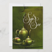 ヴィンテージリッチ緑茶パーティーsip/See Baby Shower 招待状 (正面)