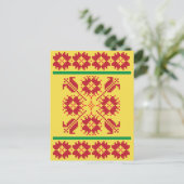 ヴィンテージリトアニア幾何学フォークアートパターン ポストカード (スタンド正面)