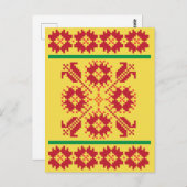 ヴィンテージリトアニア幾何学フォークアートパターン ポストカード (正面/裏面)