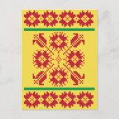 ヴィンテージリトアニア幾何学フォークアートパターン ポストカード (正面)