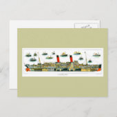 ヴィンテージリトグラフ英国海ライナーRMSカロニア ポストカード (正面/裏面)