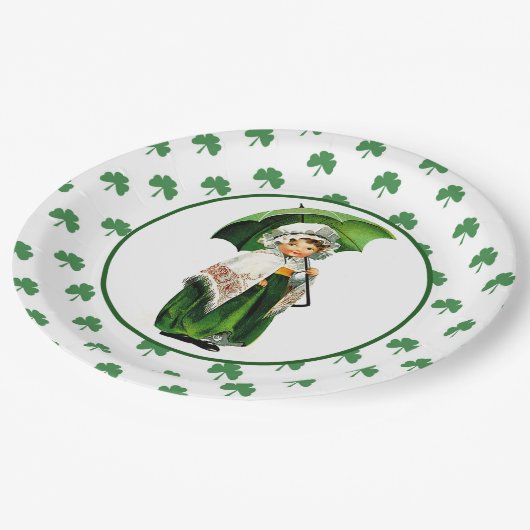 ヴィンテージリトルアイリッシュガールセントパトリックの日 ペーパープレート (アングル)