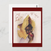 ヴィンテージリトルアフリカンガールバレンタイン ポストカード (正面/裏面)