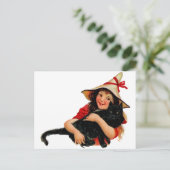 ヴィンテージリトルウィッチ&キャットはがき ポストカード (スタンド正面)