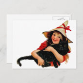 ヴィンテージリトルウィッチ&キャットはがき ポストカード (正面/裏面)