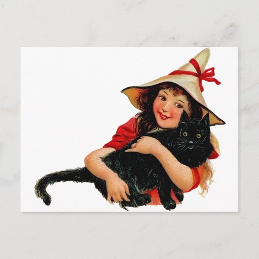 ヴィンテージリトルウィッチ&キャットはがき ポストカード (正面)