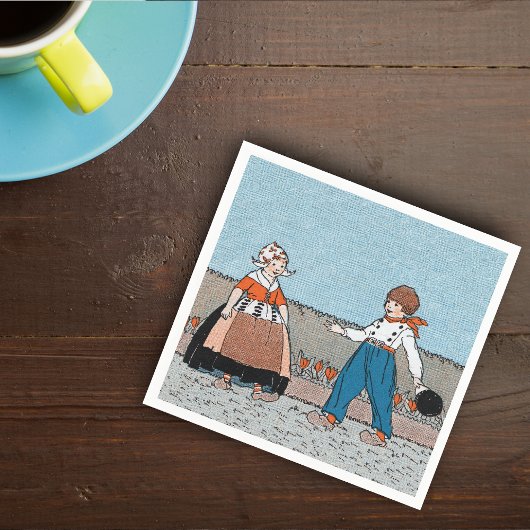 ヴィンテージリトルオランダガールボーイ伝統的ドレス スタンダードカクテルナプキン